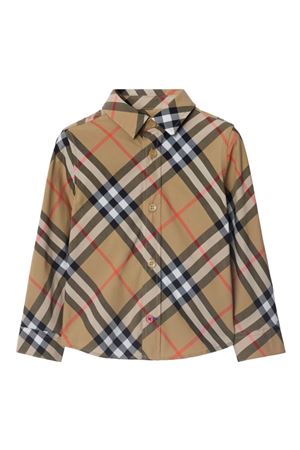 camicia in cotone marrone BURBERRY KIDS | 8089804B9368